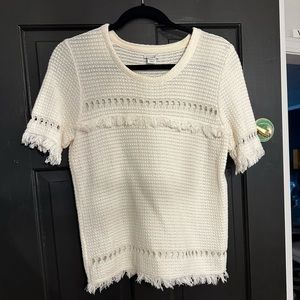 J Crew short sleeve fringe sweater